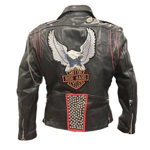 Harley Davidson Inspired Leather Jacket and Matching Leather Pants